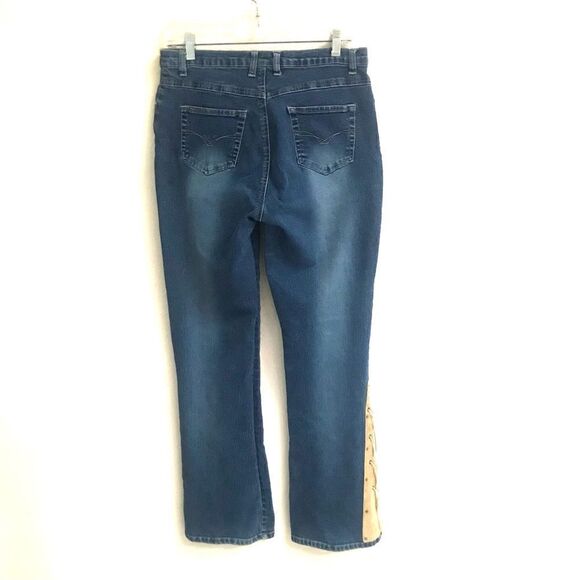 Too Hot lace up flare boho western hippie style denim jeans 10 - Picture 3 of 6